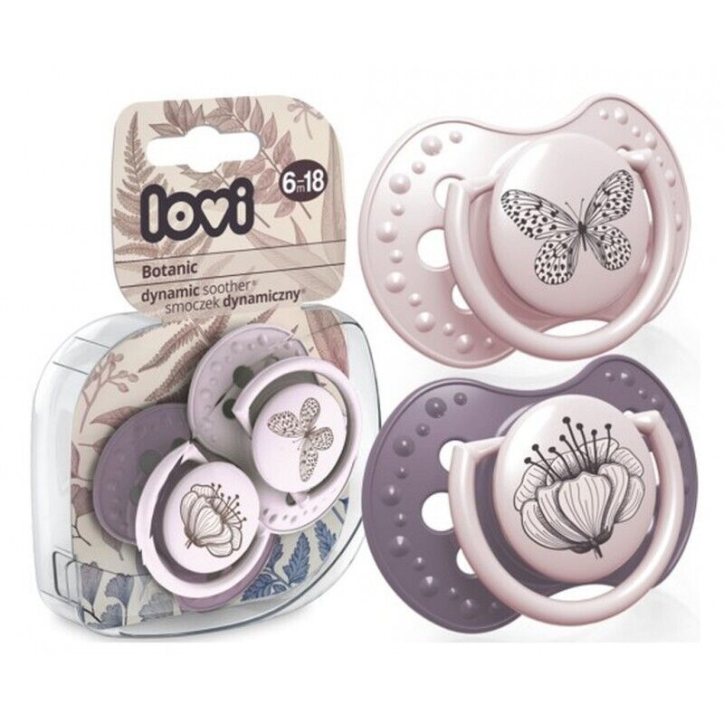 LOVI Dynamic Soother Glow in Dark Silicone 6-18m Dummy 2 pcs Girl Botanic