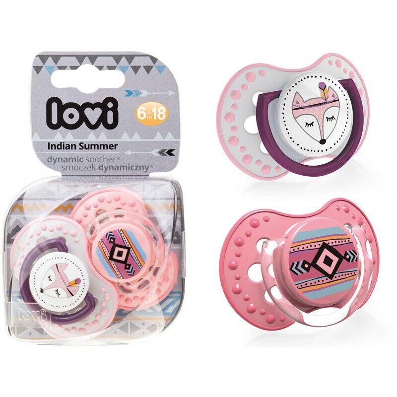 LOVI Dynamic Silicone Soother 6-18m Dummy Glow in the Dark 2 pcs Girl Indian Pink