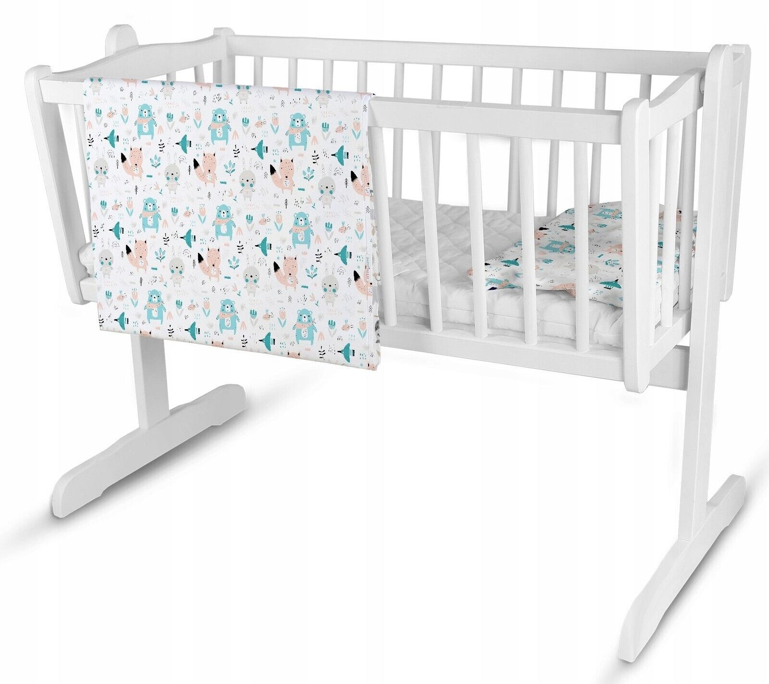 Baby Bedding Set 5pc Nursery Cotton Pillow Duvet Bumper 70x80cm Animals Turquoise
