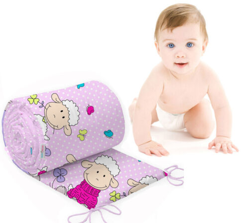 Baby bedding set 5pc nursery cotton pillow duvet bumper 70x80cm Sheep pink