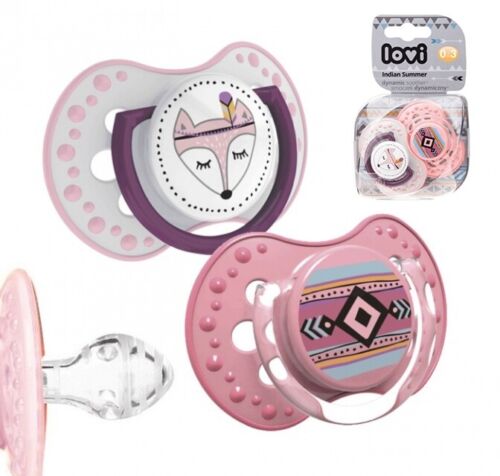 LOVI Dynamic Soother Silicone 0-3m Dummy 2 pcs Girl Indian Pink