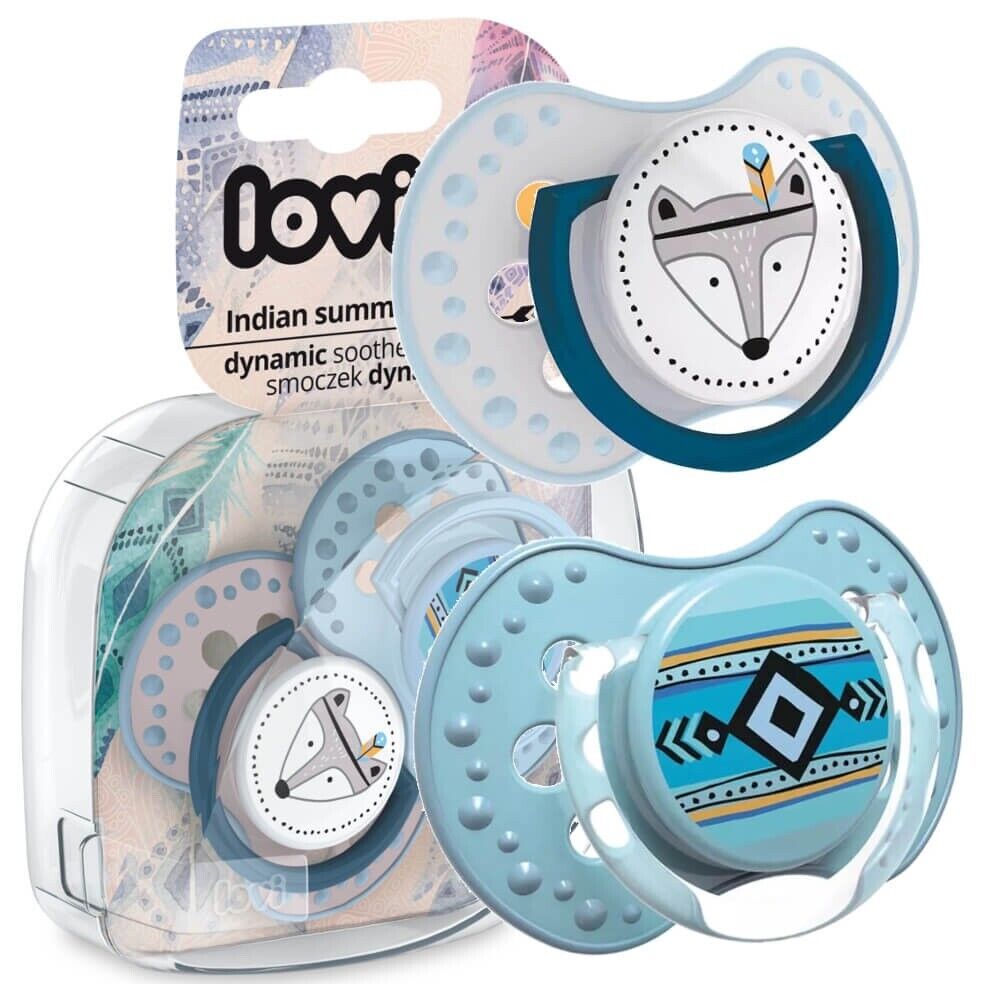 LOVI Dynamic Soother Silicone 6-18m Dummy 2 pcs Boy Indian Blue