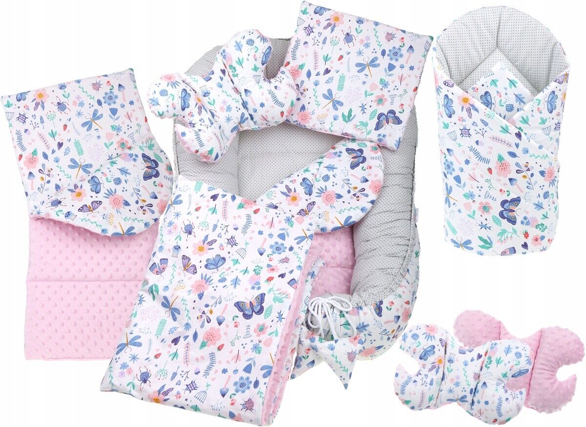 Baby Soft Cocoon 6pc Double-sided Infant Nest Bed Cushion On the Meadow/ Dots