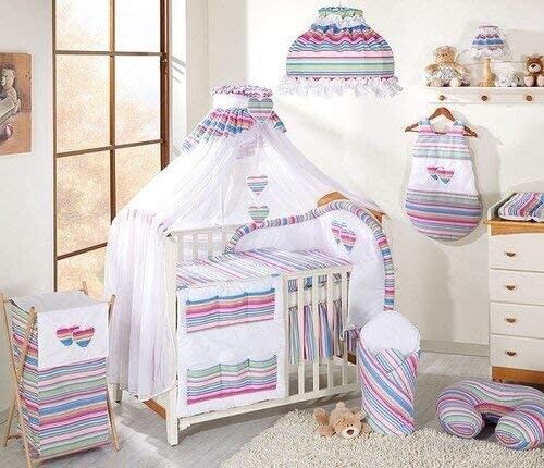 Canopy Holder Pole Bar + Drape Mosquito Net with Hearts COTBED/ COT Magenta
