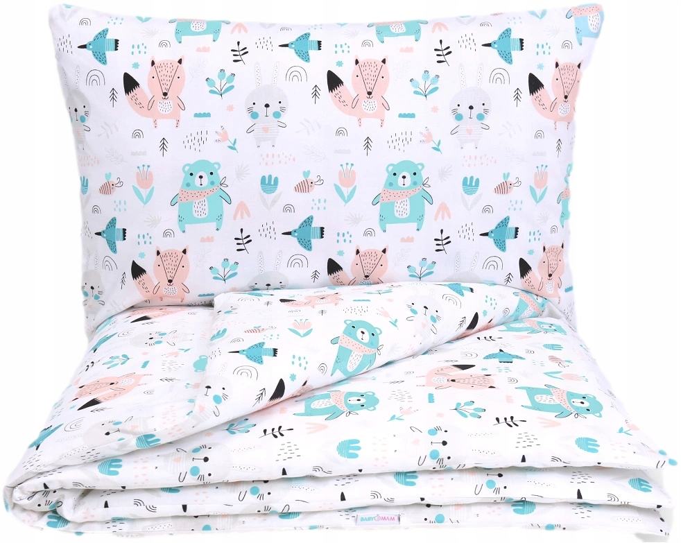6Pc Baby bedding set bumper pillow duvet Fit Cot 120X60 BOHO Animals Turquoise