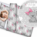 Baby Bedding 2pc Duvet Cover Set fit Cot Cotton 120x90cm Teddy Girl Grey