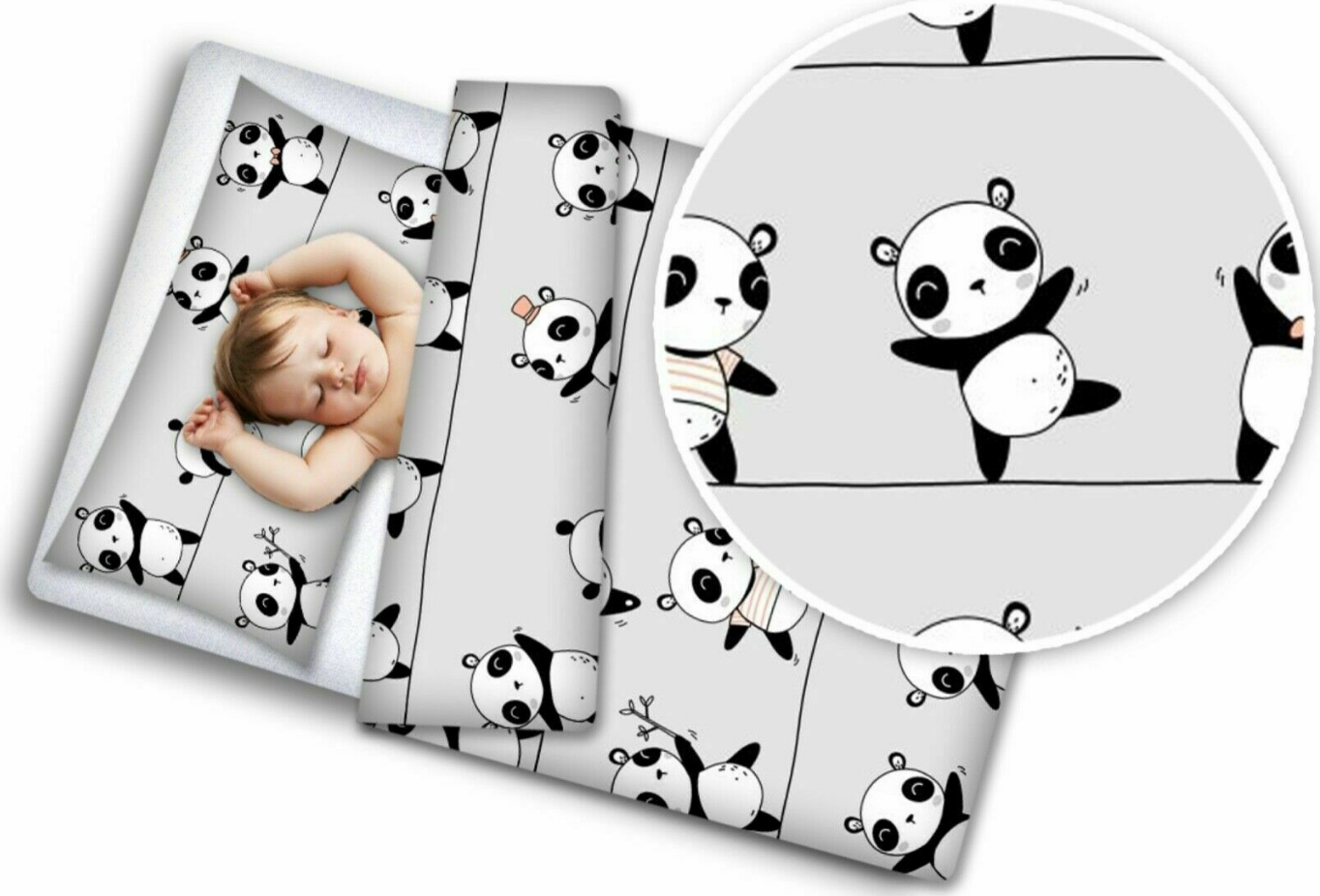 Baby Bedding Set 4PC Cotton 135x100cm Pillow Duvet Fit Cot bed Little Panda