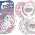 LOVI Dynamic Soother Silicone 0-3m Glow In The Dark Dummy 2 pcs Hippo Pink