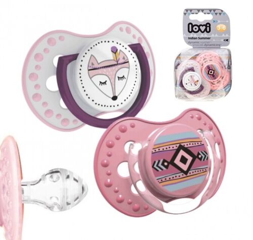 LOVI Dynamic Soother Silicone 3-6m Dummy 2 pcs Girl Indian Pink