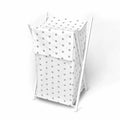 Laundry Basket with white wooden frame and storage removable linen GREY STARS ON WHITE