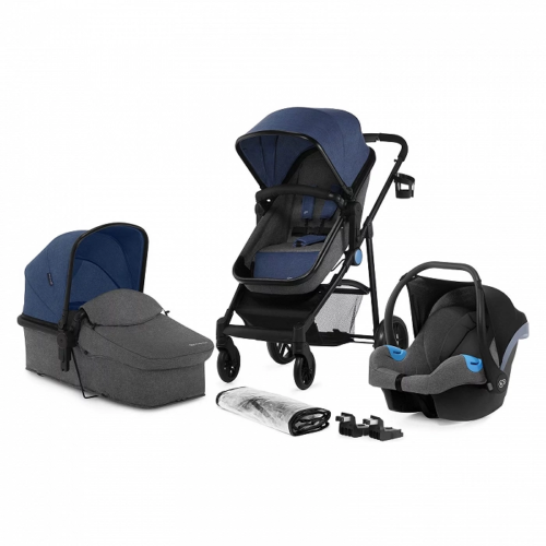 Pram 3 in 1 Set JULI DENIM Kinderkraft Pushchair with Infant Car Seat