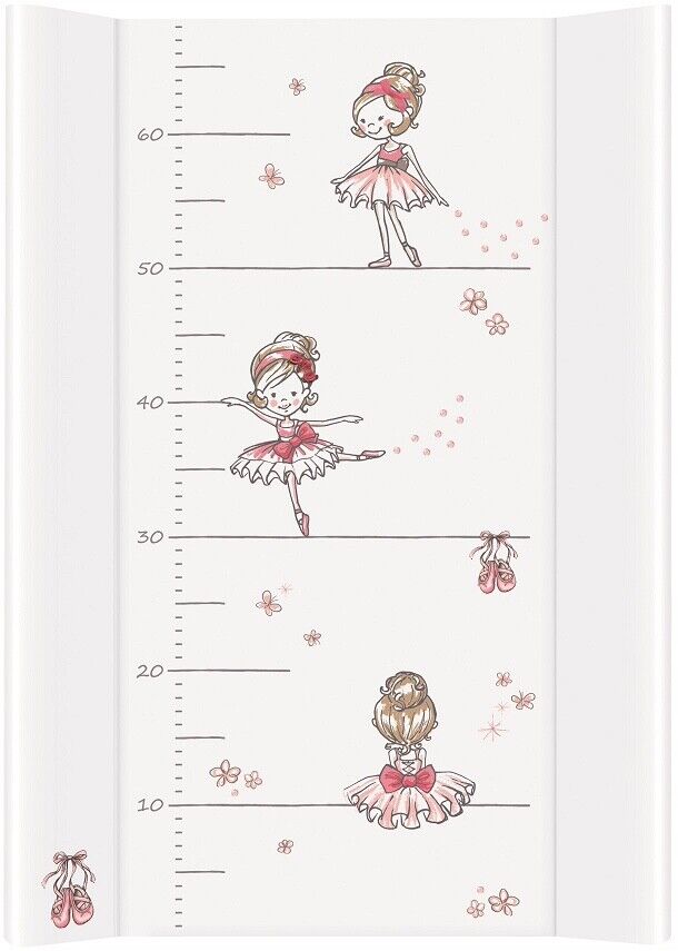 Baby Changing mat Hard Base Nursery Padded 70x50cm Fit Cot Ballerina white