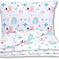 3Pc Baby bedding set bumper All-round pillowcase duvet cover Fit Cot 120X60 Boho Animals Turquoise
