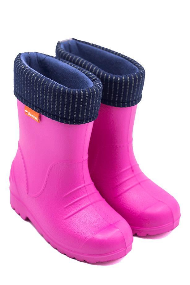 Wellies Kids Rain Snow Boots Removable Inner Lining Socks Wellington Demar Pink