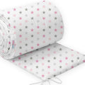 Padded Bumper To Fit Baby Cot Bed All-Round Cotton 420cm Pink Grey Stars