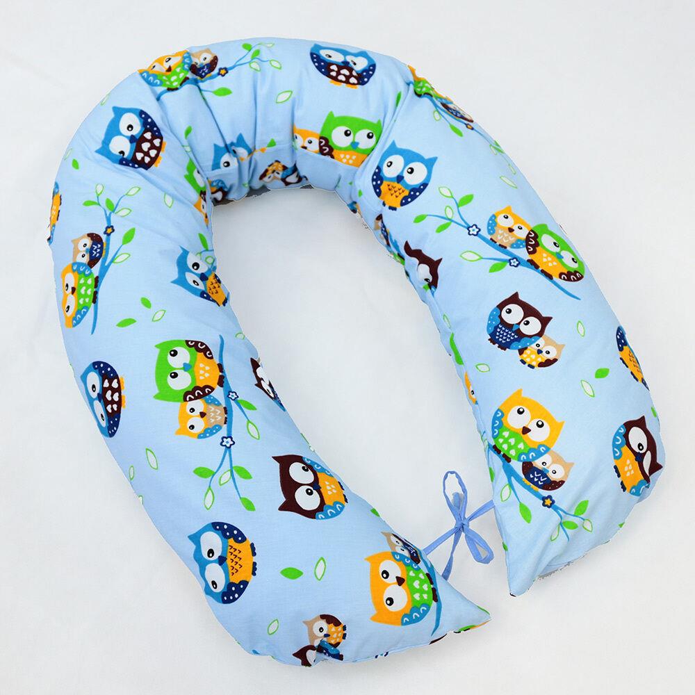 Large Brestfeeding Pillow Cover Baby Pregnancy 170cm Owls Blue