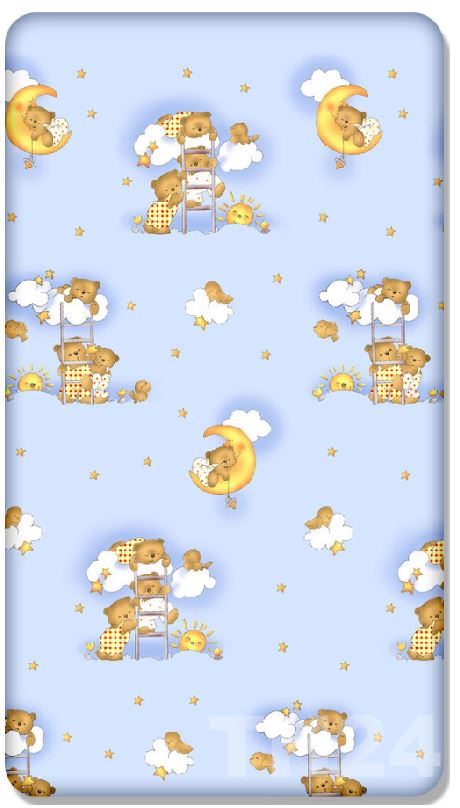 Baby Fitted Toddler Bed Sheet Printed 100% Cotton Mattress 160X80cm Ladder Blue
