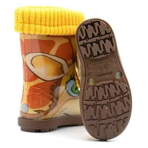 Wellies Kids Rain Snow Boots Removable Inner Lining Socks Wellington Giraffe