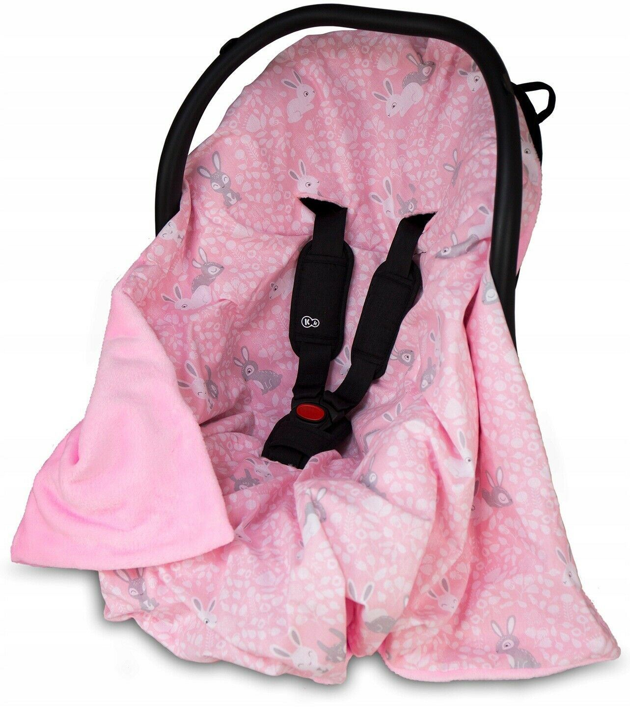 Baby Blanket Car Seat Reversible Wrap Plush Soft Double Sided Cotton 100x100cm Pink-Pink Bunnies