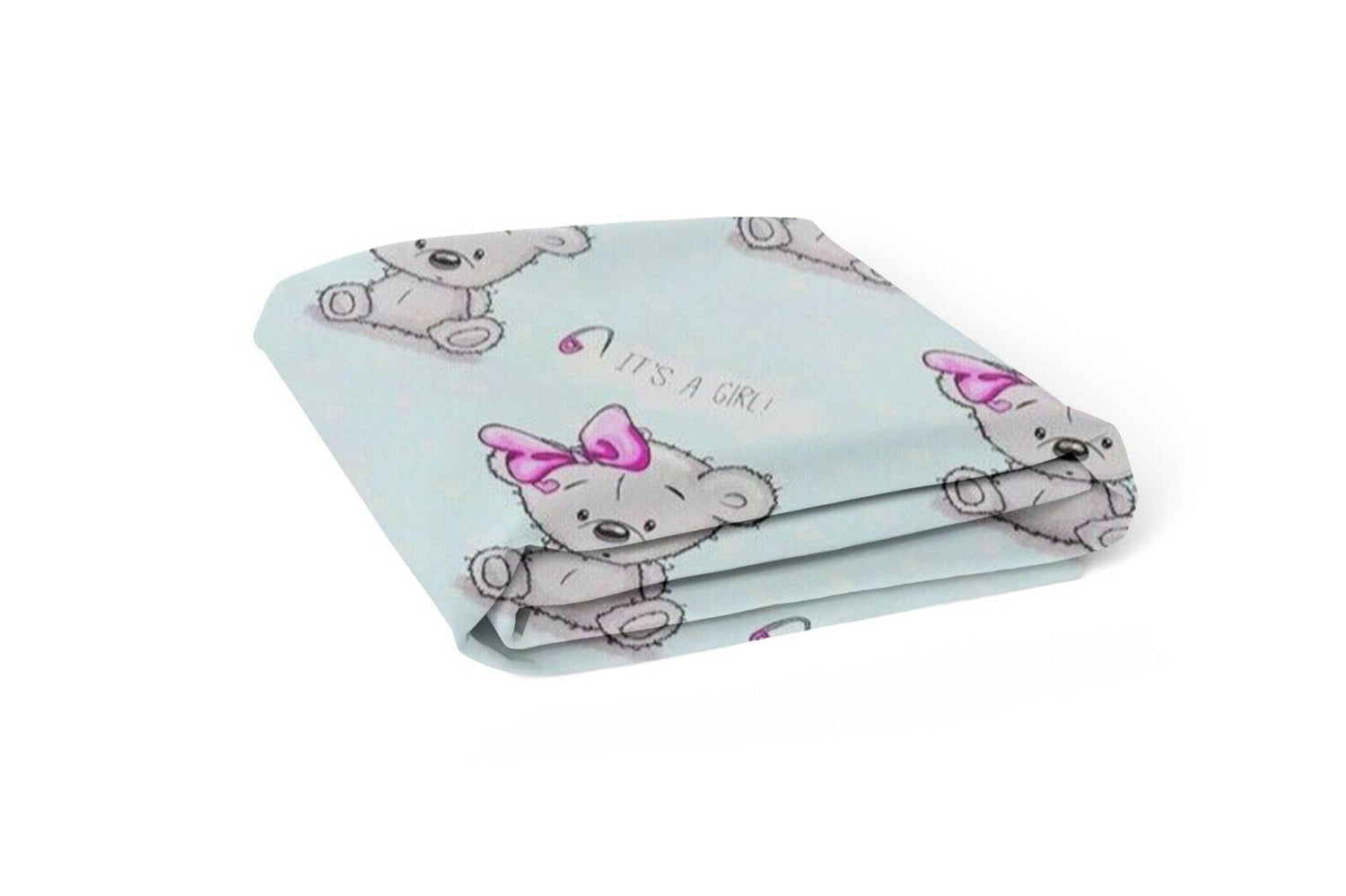 100% cotton fitted sheet printed design for baby crib 90x40cm Teddy girl mint