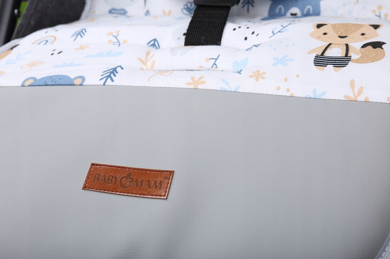 Universal Double Sided Pram Seat Liner Pushchair Buggy GRAPHITE/Forest Friends