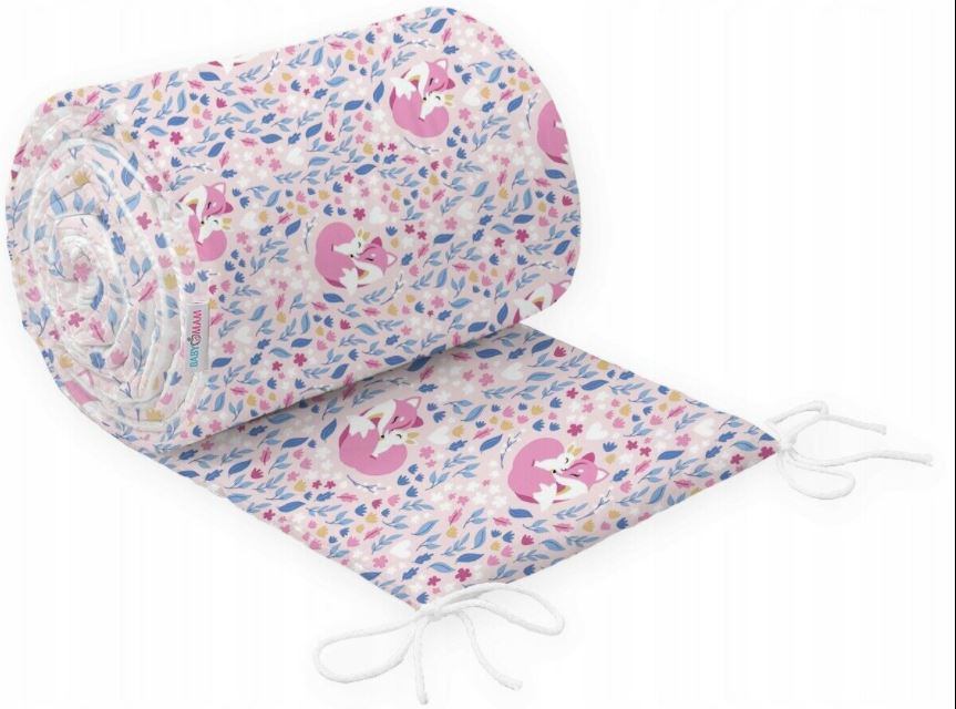 Baby Padded Bumper 180cm fit COT 100% Cotton Pink Fox