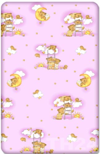 Baby Fitted Cot Bed Sheet Printed 100% Cotton Mattress 140X70cm Ladder Pink