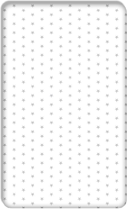 Baby Fitted Cot Bed Sheet Printed 100% Cotton Mattress 140x70cm Small Grey Stars On White