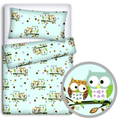 Bedding Set 4Pc Fit Kids Junior Bed 150X120 Owls Turquoise
