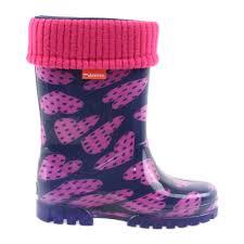 Wellies Kids Rain Snow Boots Removable Inner Lining Socks Wellington Hearts