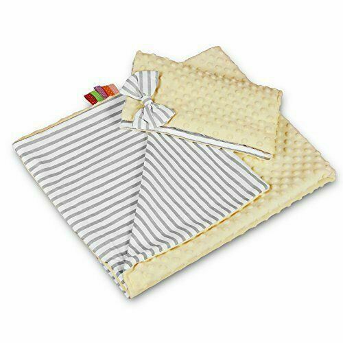 Warm Baby Blanket Dimple Double Sided Quilt Pillow 100X75cm Cream - Grey Stripes