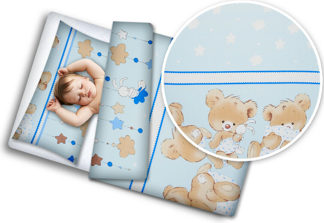 Bedding Set 4Pc Fit Kids Junior Bed 150X120 Cuddle Bears Blue