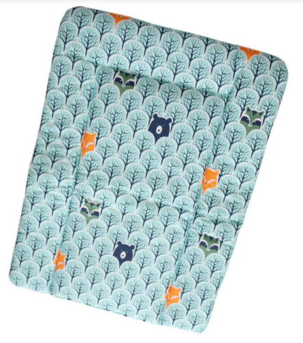 Baby 100% cotton changing mat child toddler Fox in Forest Turquoise