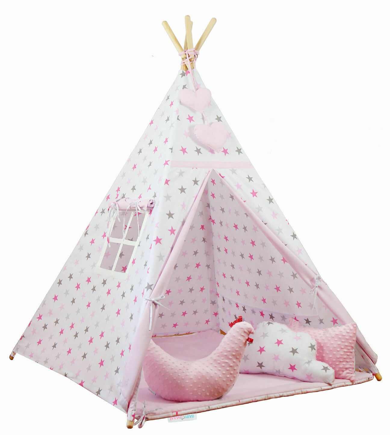 Teepee Wigwam Indoor Outdoor Kids Playhouse Tent With Three Cushions Star Dreams