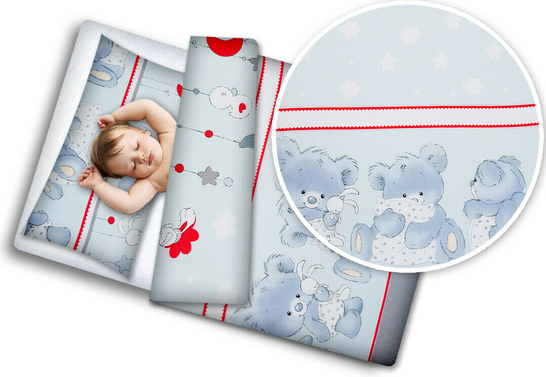 Bedding Set 4Pc Fit Kids Junior Bed 150X120 Cuddle Bears Grey