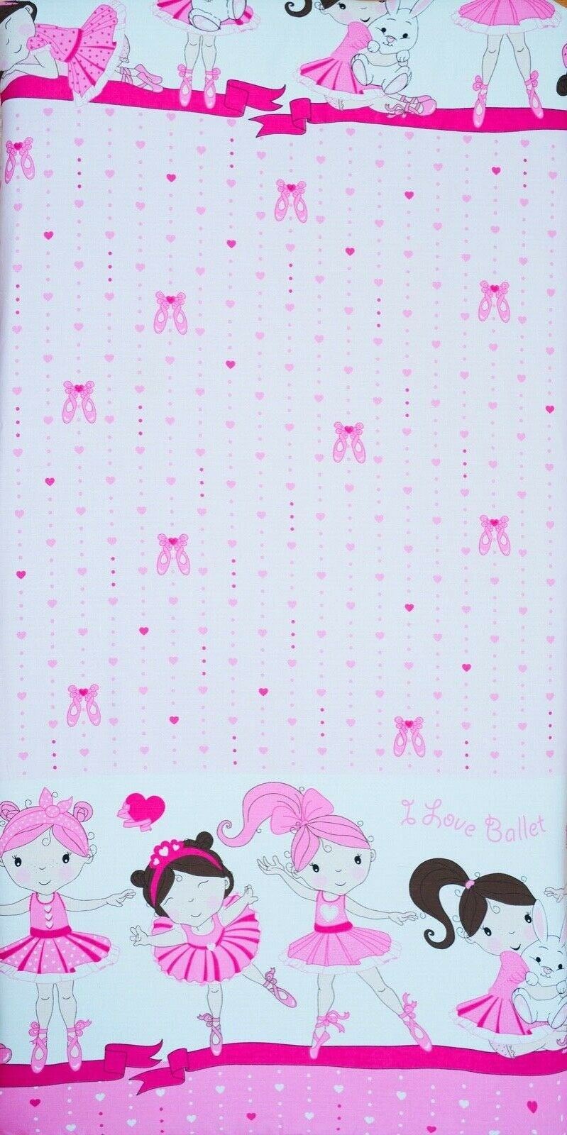 Baby Fitted Cot Sheet Printed Design 100% Cotton Mattress 120X60 cm Ballerina Pink