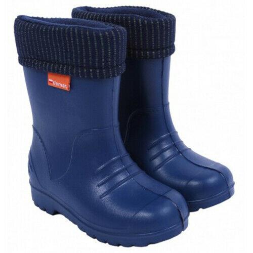 Wellies Kids Rain Snow Boots Removable Inner Lining Socks Wellington Demar Navy