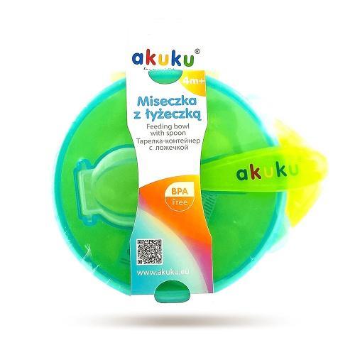Baby Feeding bowl suction bowl with lid and spoon AKUKU Green