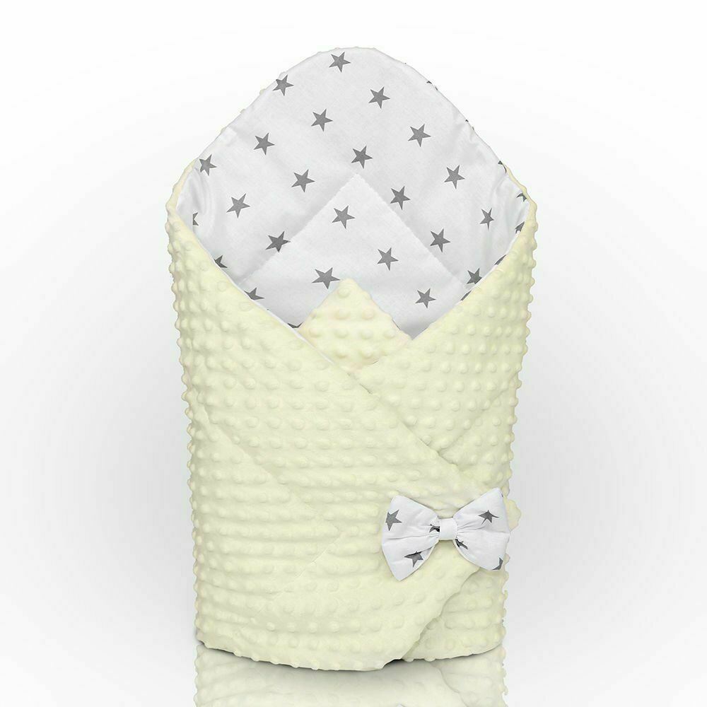 Baby Swaddle Wrap Newborn Dimple Cotton Infant Bedding Cream/ Small Stars On White - MyHappy Baby