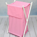 Laundry Basket with white wooden frame and storage removable linen Pink