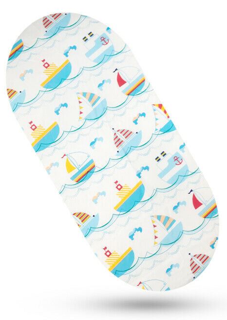 Cotton Fitted Baby Sheet Fit Moses Basket Pram 80X38cm Boats - MyHappy Baby