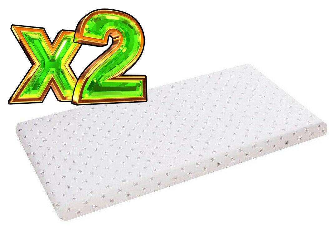 2-pack soft fitted sheet jersey stretchy cotton fit Cot bed 140/70cm Small stars with white