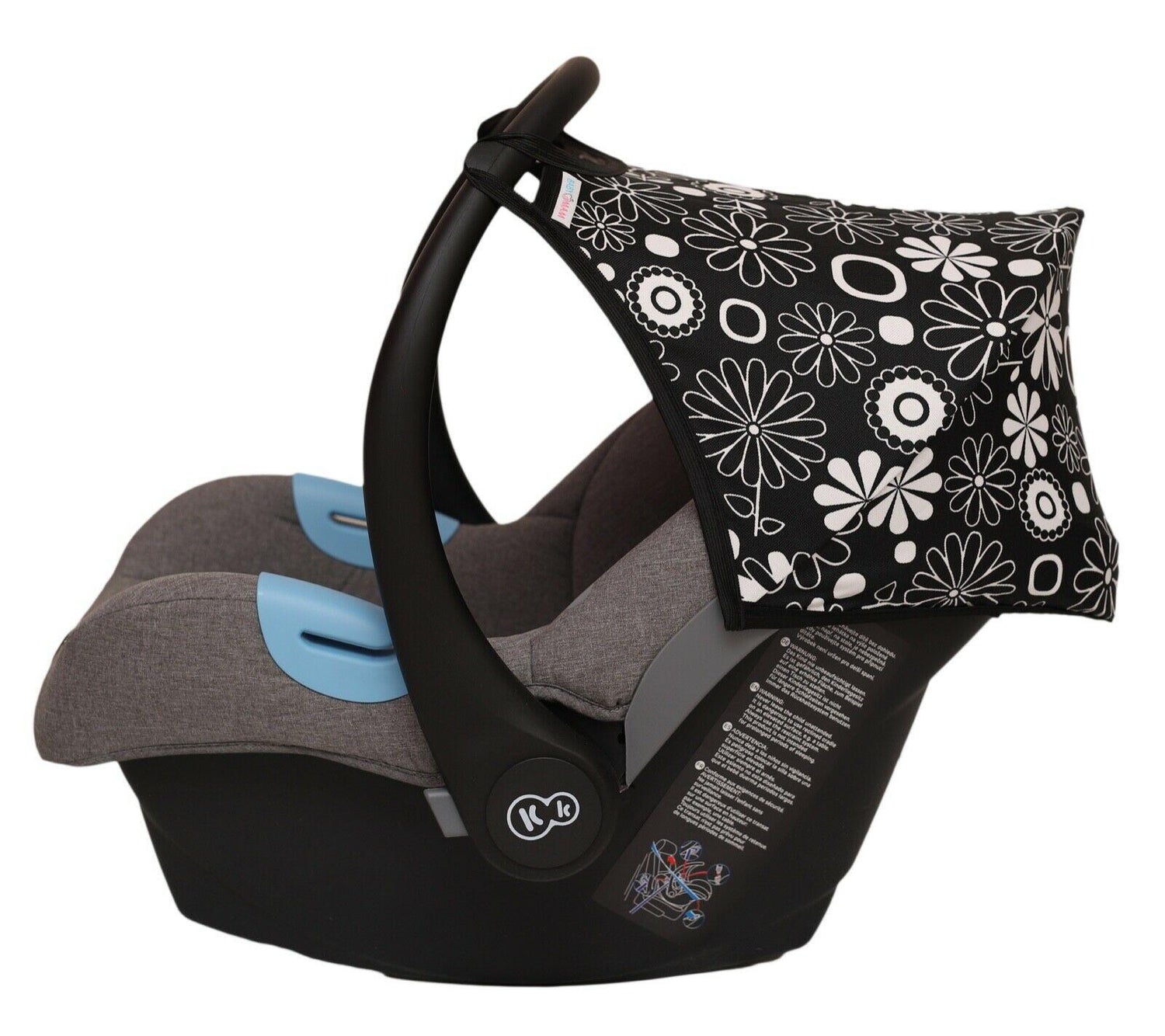 Car Seat Hood Replacement Universal Baby Cover Wind Sun Canopy Shade Waterproof - Mixed White Flowers With Black