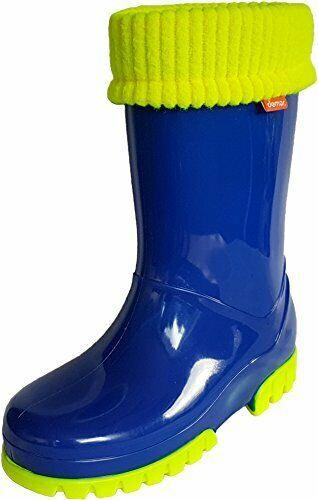 Wellies Kids Rain Snow Boots Removable Inner Lining Socks Wellington Blue Lux