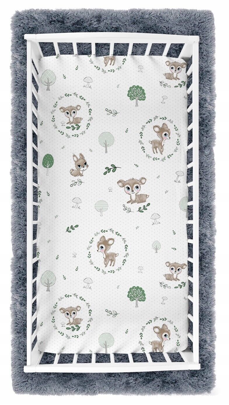 Fitted Sheet 120x60cm 100% Cotton for Baby cot Fairy-tale forest