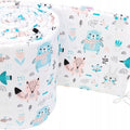 Baby Padded Bumper 100% Cotton To Fit Crib All Round 260cm BOHO Animals Turquoise