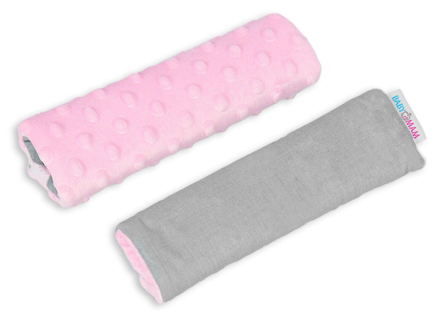 Dimple Belt Cover Car Seat Pram Pad Shoulder Soft Strap 2Pc Pink/Grey