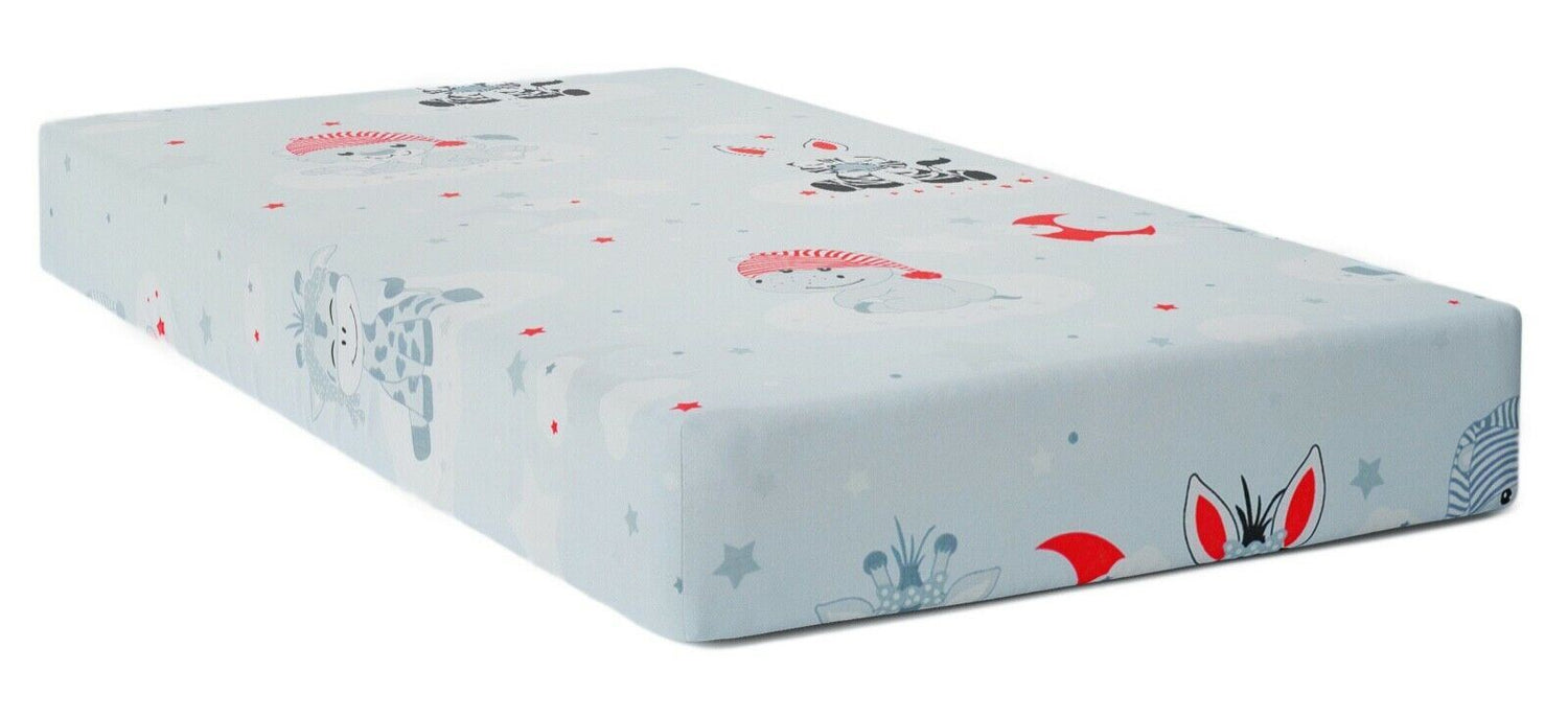 Baby Fitted Cot Bed Sheet Printed 100% Cotton Mattress 140X70cm Sweet Animals Grey