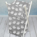 Laundry Basket with white wooden frame and storage removable linen OWLS GREY
