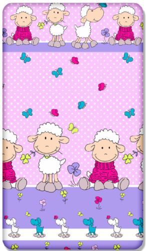 Baby Fitted Toddler Bed Sheet Printed 100% Cotton Mattress 160X80cm Sheep Pink